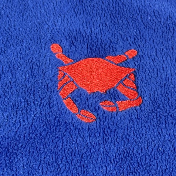 Vintage‎ Most Wanted Embroidered Red Crab Blue Fleece Vest Mens M - Picture 3 of 10